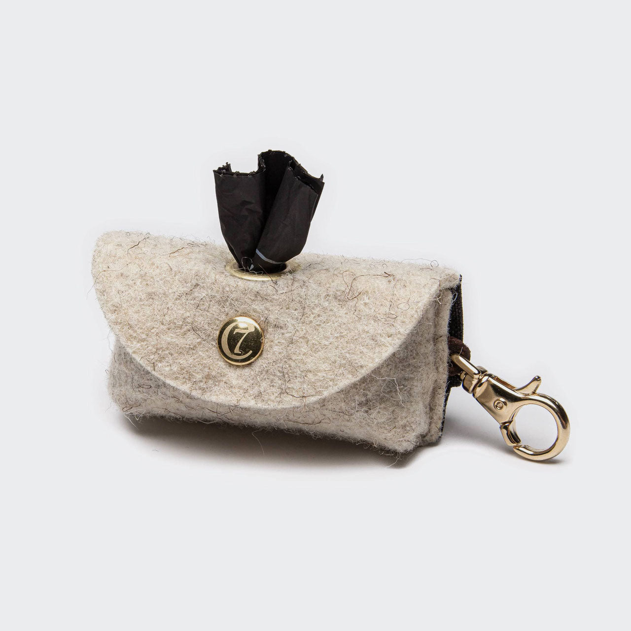 Waste bag dispenser Doggy-Do-Bag - felt with gold carabiner