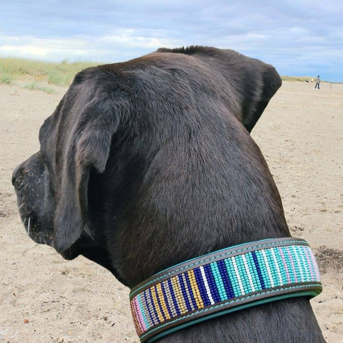 Lederhalsband Mint Splash