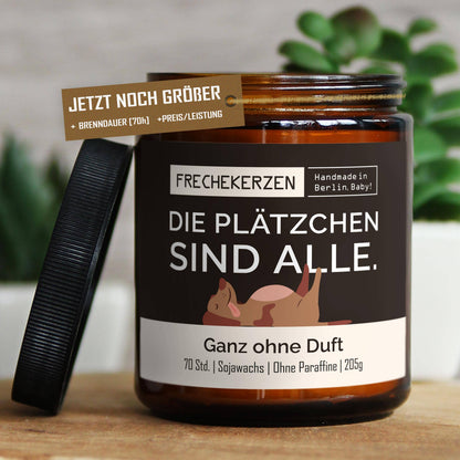 Freche Kerze | Die plätzchen sind alle.| Geschenk Soja