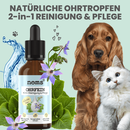 Abbildung 2-in-1 Ohrfein von Noms+ mit Hund und Katze