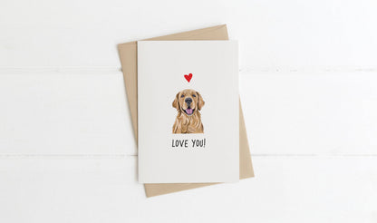 A6 Dog Card, mini dog cards, love you, from the dog