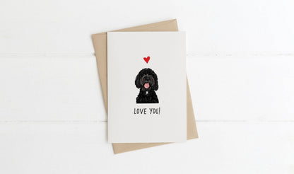 A6 Dog Card, mini dog cards, love you, from the dog