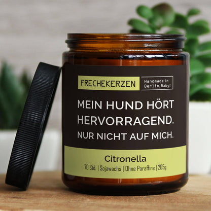 Geschenkkerze | mein hund hört hervorragend. nur nicht auf m