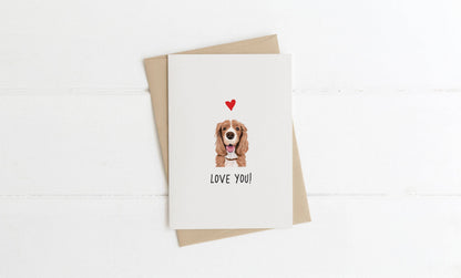 A6 Dog Card, mini dog cards, love you, from the dog