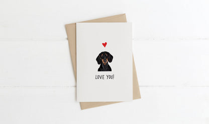 A6 Dog Card, mini dog cards, love you, from the dog