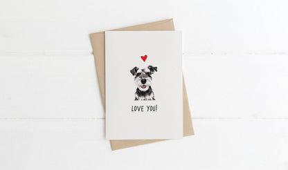 A6 Dog Card, mini dog cards, love you, from the dog