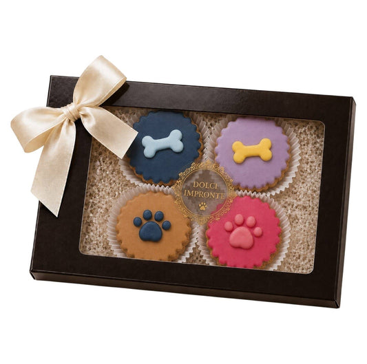 Geschenkbox mit 4 Cupcakes für Hunde - Dolci Impronte