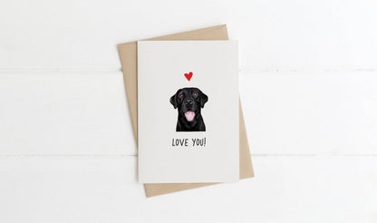 A6 Dog Card, mini dog cards, love you, from the dog