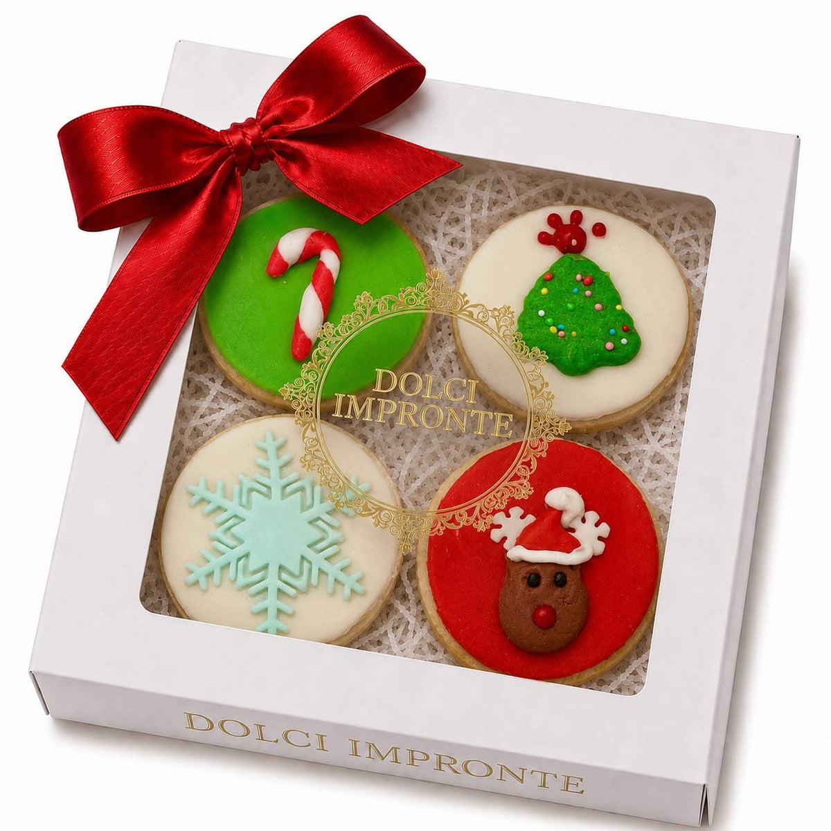 Weihnachts-Geschenkbox für Hunde mit 4 verschiedenen Keksen - Dolci Impronte