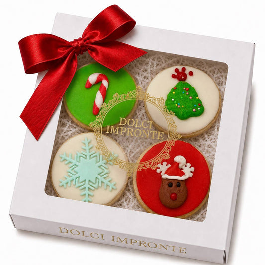 Weihnachts-Geschenkbox für Hunde mit 4 verschiedenen Keksen - Dolci Impronte