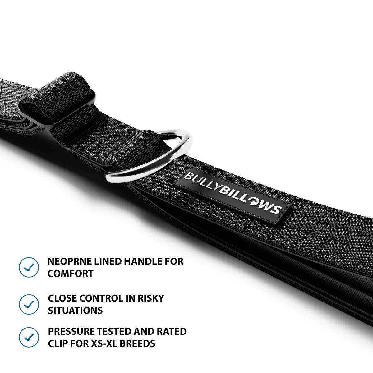 Verstellbare Combat® Kurzführerleine - Schwarz