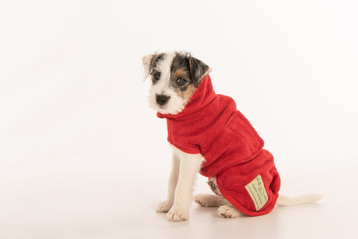 Dog Bathrobe Brick Red