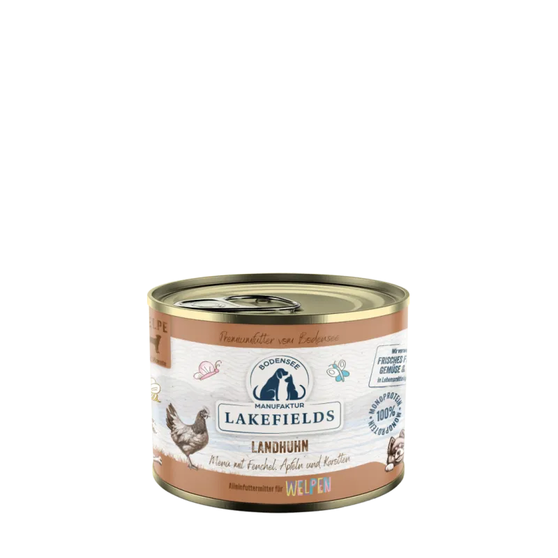 Nassfutter-Menü Huhn mit Apfel, Karotte und Fenchel - für Welpen