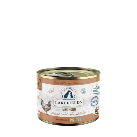 Nassfutter-Menü Huhn mit Apfel, Karotte und Fenchel - für Welpen