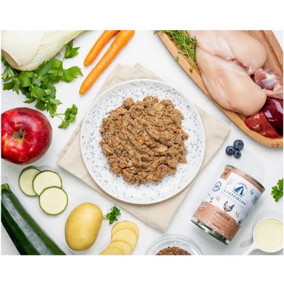 Nassfutter-Menü Huhn mit Apfel, Karotte und Fenchel - für Welpen