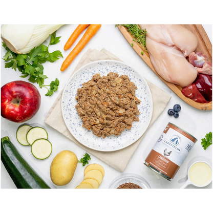 Nassfutter-Menü Huhn mit Apfel, Karotte und Fenchel - Adult