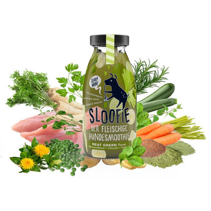 Abbildung Sloofie Meat Green mit Gemüse, das er beinhaltet