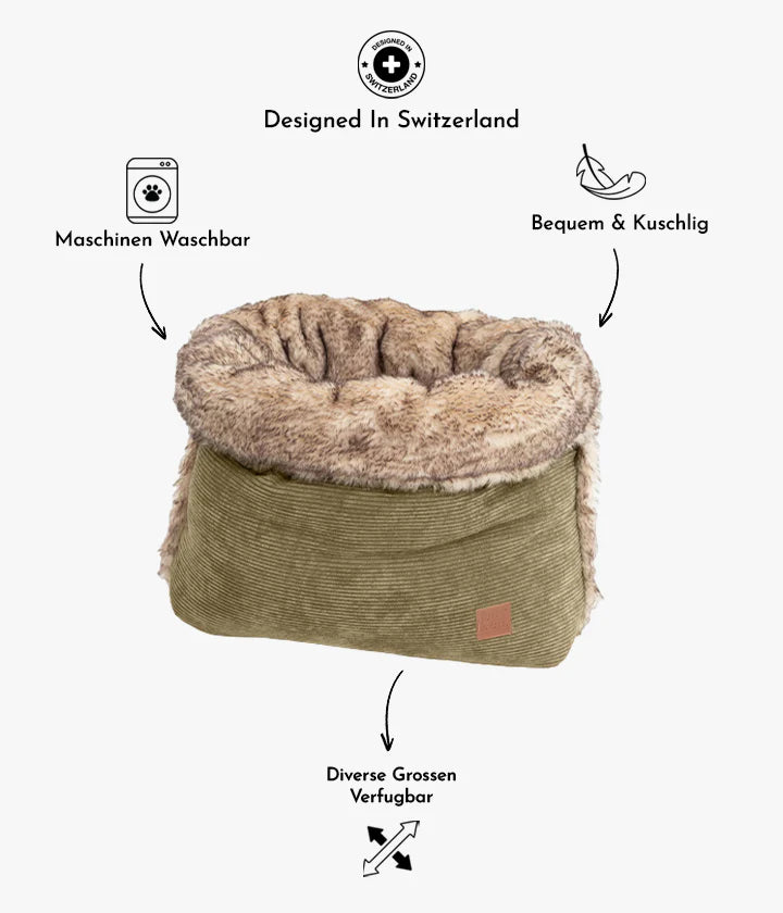 Snuggle Bag - Cord & Faux Fur/Khaki