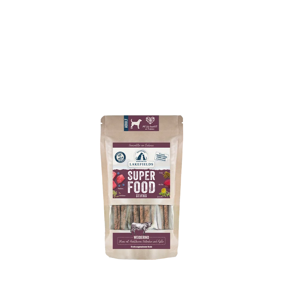 Superfood Sticks vom Rind verfeinert mit Karotte, Apfel und Leinsamen