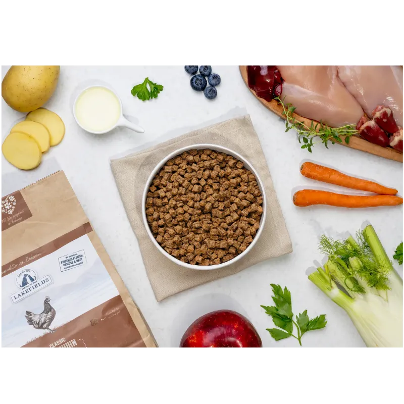 Trockenfutter-Menü Huhn mit Kartoffel und Apfel, verfeinert mit Fenchel - Adult Mini