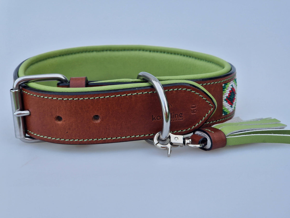 Weaver Pet Azteken-Halsband Für Hunde – Lederhalsband Mit Stickerei & Edelstahl-Verschluss