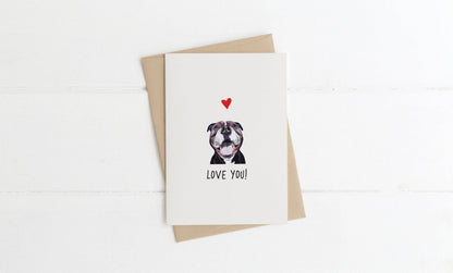 A6 Dog Card, mini dog cards, love you, from the dog