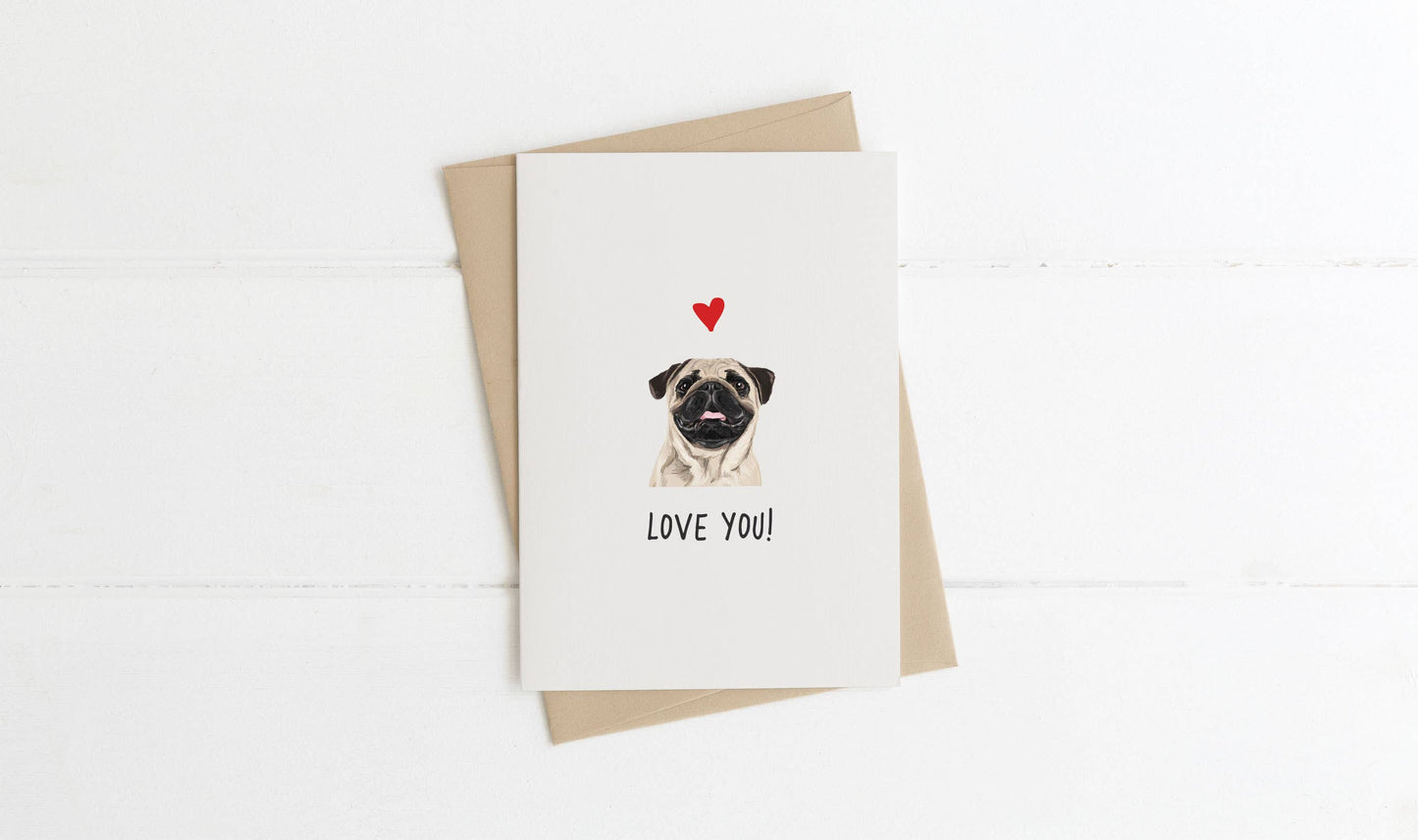 A6 Dog Card, mini dog cards, love you, from the dog
