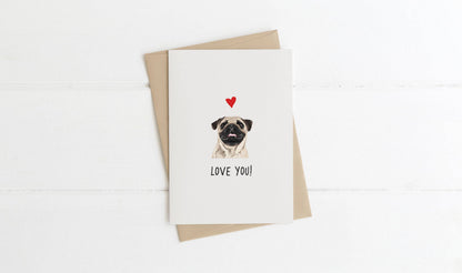 A6 Dog Card, mini dog cards, love you, from the dog