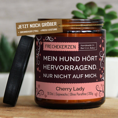 Geschenkkerze | mein hund hört hervorragend. nur nicht auf m