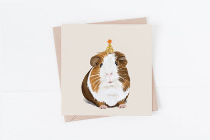 Greeting card with guinea pig motif