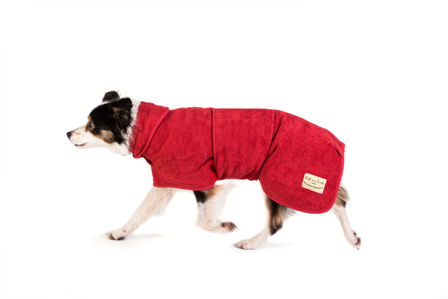 Dog Bathrobe Brick Red