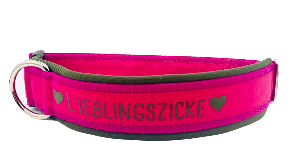 Collar 'Lieblingszicke' olive/fuchsia