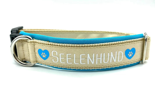 'Seelenhund' collar medium blue/beige