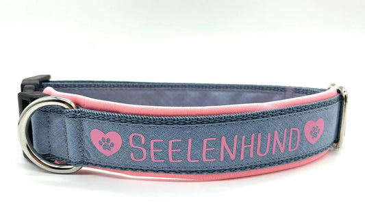 'Seelenhund' collar pink/medium grey